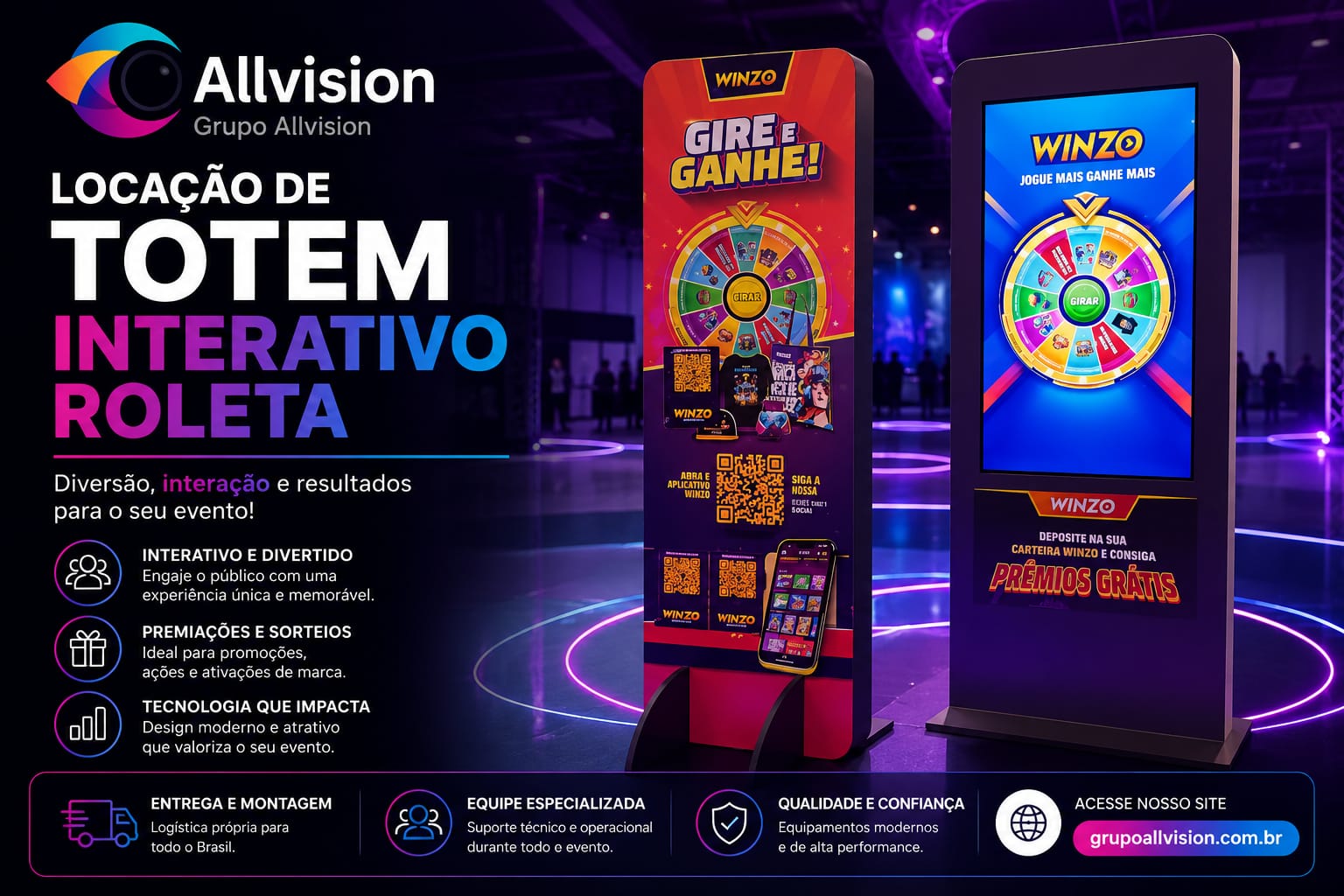 Aluguel de Painel de LED Indoor e Outdoor, Totem Interativo, Totem para Credenciamento, TVs de Grande Formato e Projetor para o Círio de Nazaré em Belém do Pará e Ananindeua