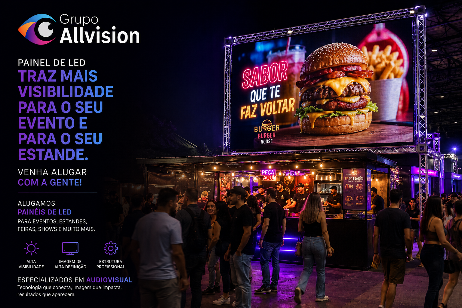 Aluguel de Painel de LED Indoor e Outdoor, Totem Interativo, Totem para Credenciamento, TVs de Grande Formato, Projetor e Oculus VR para a Feira do Açaí em Belém do Pará e Bragança