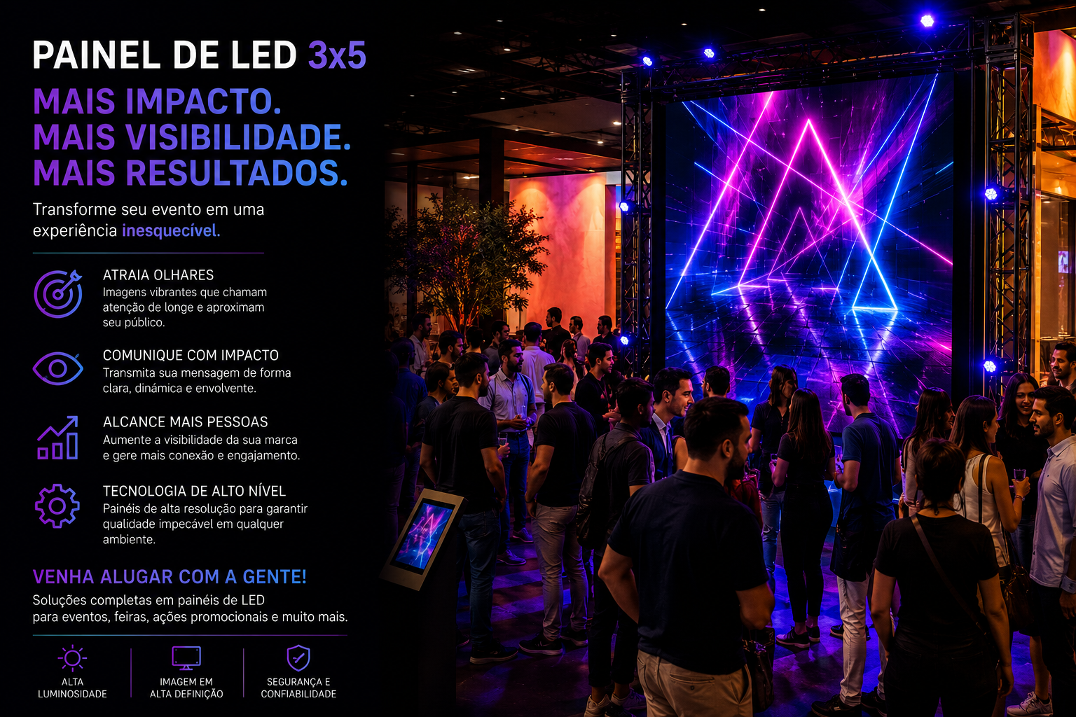 Aluguel de Painel de LED Indoor e Outdoor, Totem Interativo, Totem para Credenciamento, TVs de Grande Formato, Projetor e Oculus VR para a Feira do Açaí em Belém do Pará e Bragança
