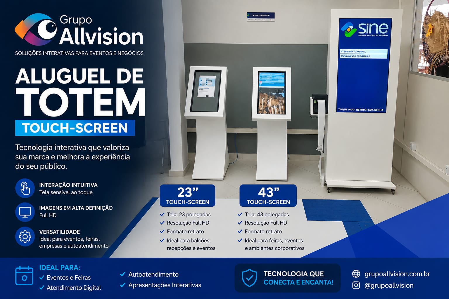 Aluguel de TVs de Grande Formato, Painel de LED, Totem Interativo e Holograma 3D para Palestras e Convenções