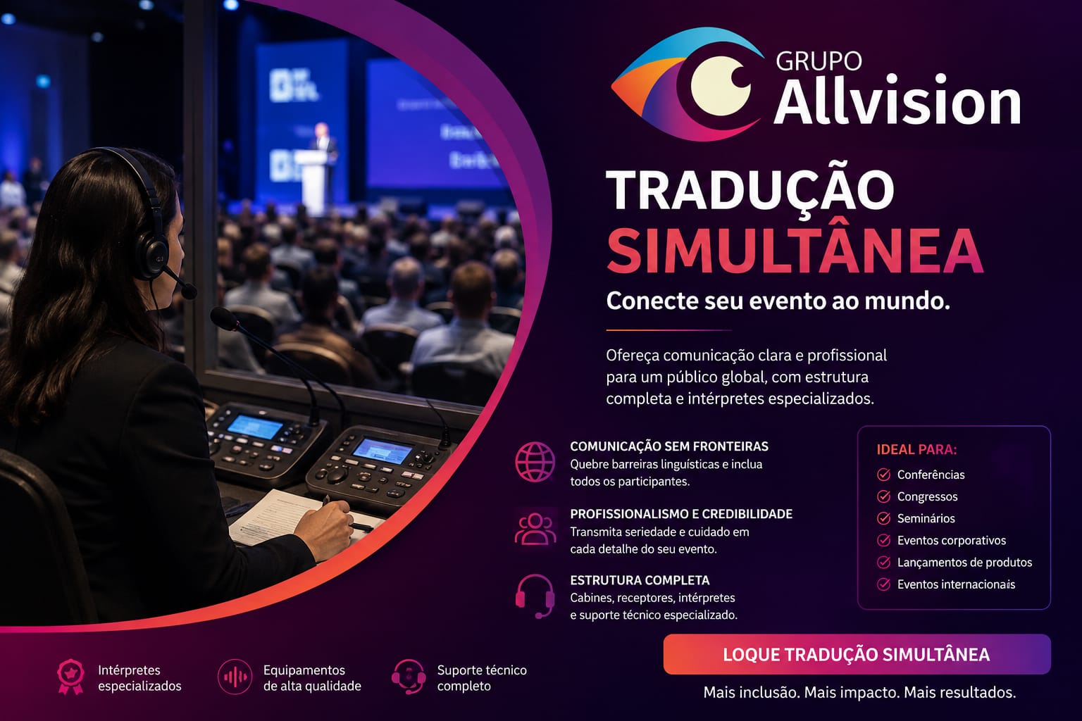 Aluguel de Painel de LED, Totem Interativo, Projetor e Tradução Simultânea para Congressos e Eventos